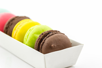 Sweet and colourful french macaroons or macaron.