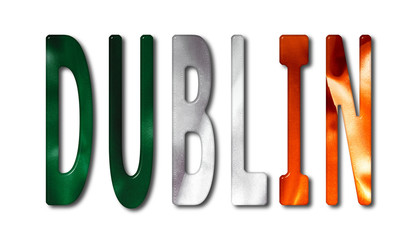 Dublin Word With Flag Texture