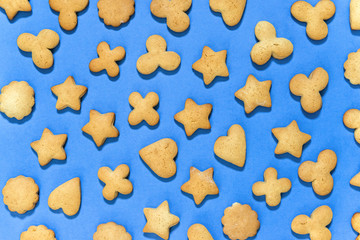 Cookies on blue background