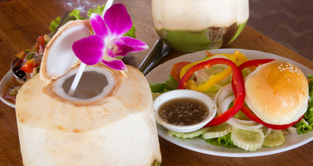 fresh salad vegetable with coconut