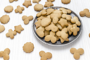 Cookies of varuious shapes on a plate