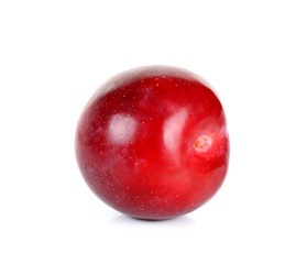 Red plum fruit isolated on white background