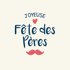 Fathers day card, icons heart and mustache. French version