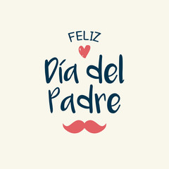 Fathers day card, icons heart and mustache. Spanish version - 108767474