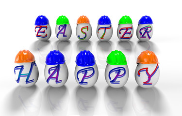 inscription on easter eggs - Happy Easter, 3 d render