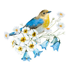 Watercolor floral composition