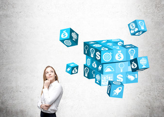 Digital cubes concrete background