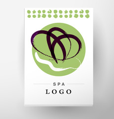 Wellness center, yoga, health care, fitness, spa center insignia, logo. Hand drawn lotus icon. Advertising, card, business.