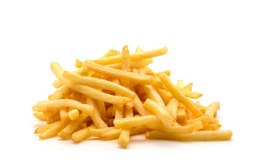 potato fry on white isolated background