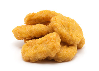 Fried chicken nuggets isolated on white
