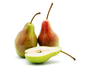 Ripe pears isolated on white