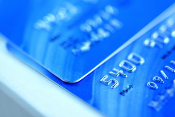 Close up Credit card from different banks with chip