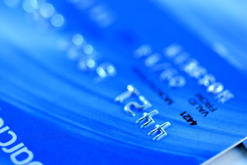 Close up Credit card from different banks with chip