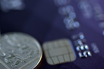 Close up Credit card from different banks with chip