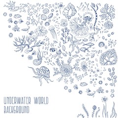hand drawn underwater world background