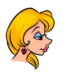 Girl blonde portrait cartoon illustration