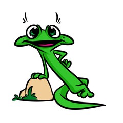 Fototapeta premium Green funny lizard cartoon illustration isolated image animal character 