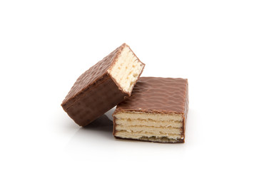 chocolate waffles isolate on white