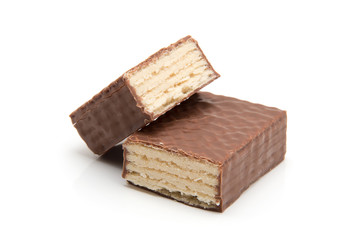 chocolate waffles isolate on white