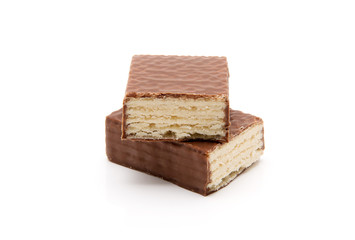 chocolate waffles isolate on white