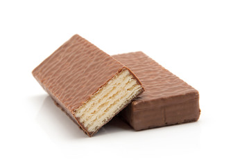 chocolate waffles isolate on white