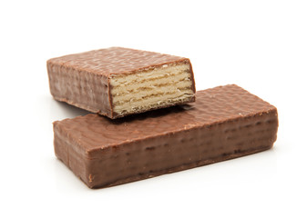 chocolate waffles isolate on white