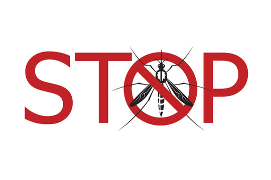 image of Zika virus alert with mosquito prohibited sign
