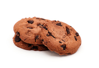 Chocolate chip cookie on white