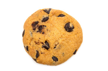 Chocolate chip cookie on white