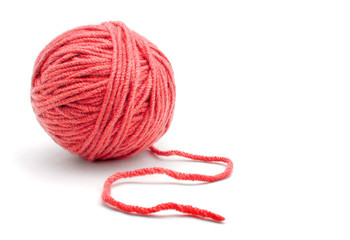 Ball of yarn on white background