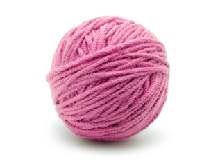 Ball of yarn on white background