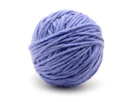 Ball of yarn on white background