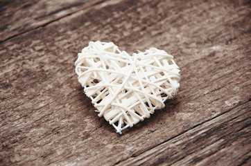 Love heart on wooden texture background, valentines day card concept
