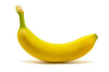 One banana on white background