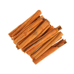 Cinnamon on white background.