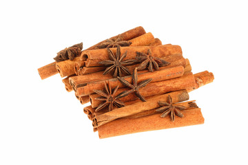 Cinnamon sticks and star anise spice