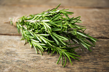 Rosemary bound on a wooden board