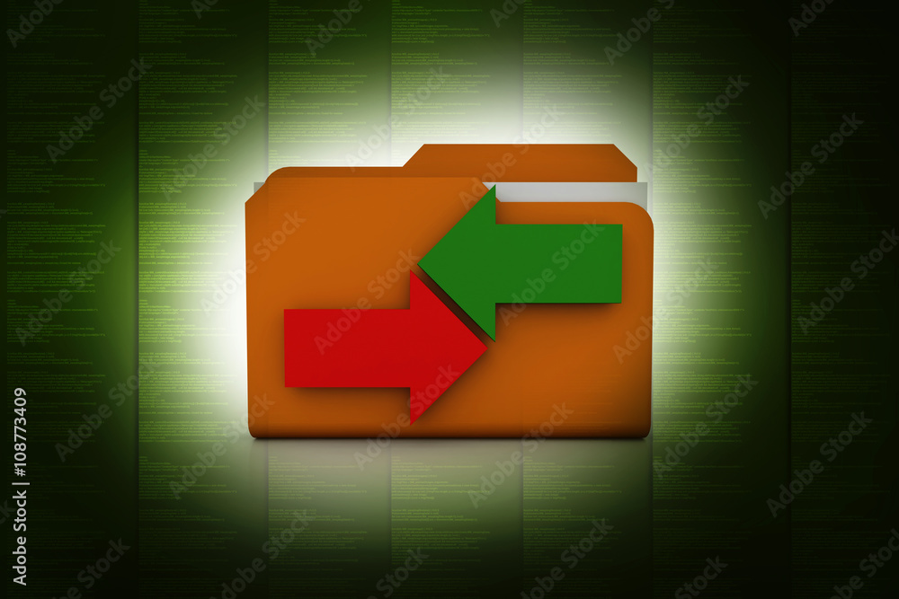 Poster 3d rendering folder with documents