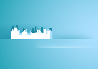 Fototapeta premium Horizontal blue background with city. 