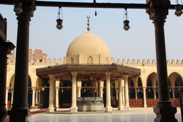 The Interior of the mosque of Amr Ibn Al-Aasa (al-As) in Cairo, Egypt, oldest mosque in Africa.