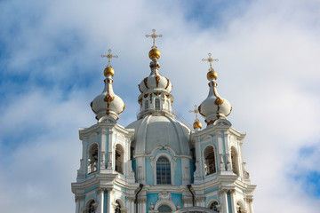 Fototapeta na wymiar Smolny Cathedral (Church of the Resurrection), St. Petersburg, Russia