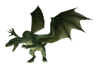 Fototapeta premium Ilustracja 3D Fantasy Dragon na białym tle
