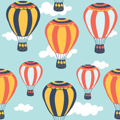 Hot air balloon seamless pattern. Vector illustration