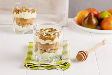 pear dessert in glass