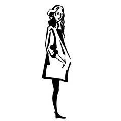 Abstract painting with woman in black silhoette