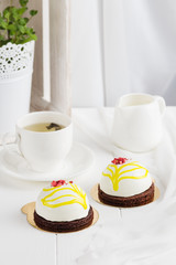 White glazed mousse cake