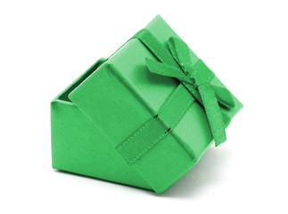 Green Gift Box on white background
