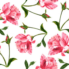 Seamless background pattern with vintage style watercolor roses