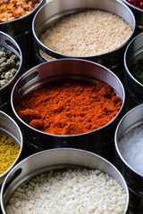 spices in steel bowls