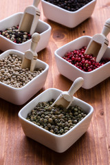 spices in white square bowls